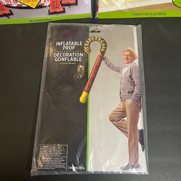 Lot of Novelty Funny Over the Hill Birthday Party Decor Inflatable Cane, TP Cake - Picture 5 of 6